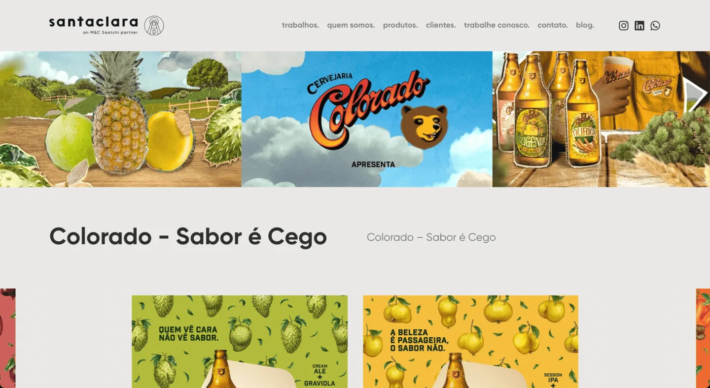 Imagem da tela de um case do site Santa Clara