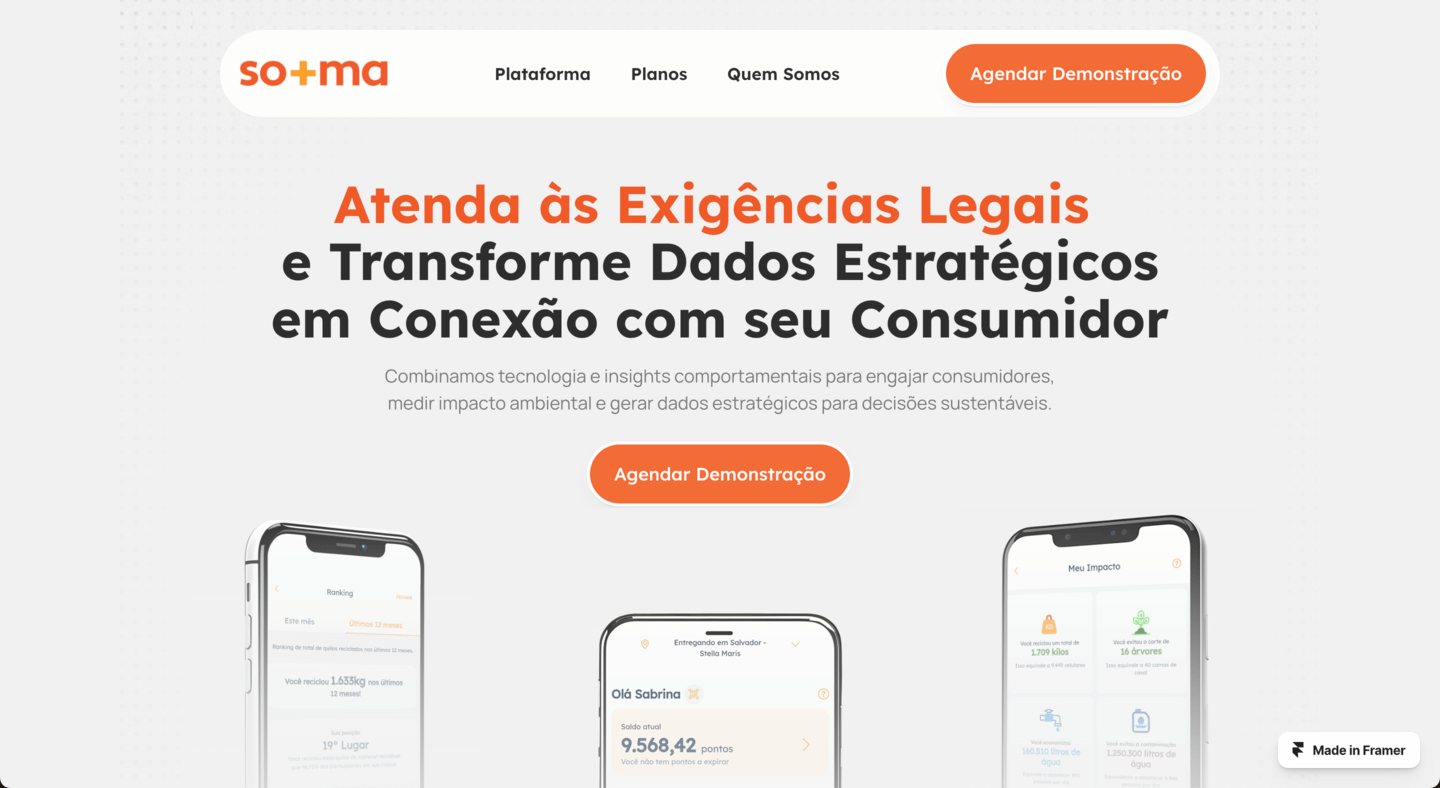 Imagem da tela inicial do site Soma