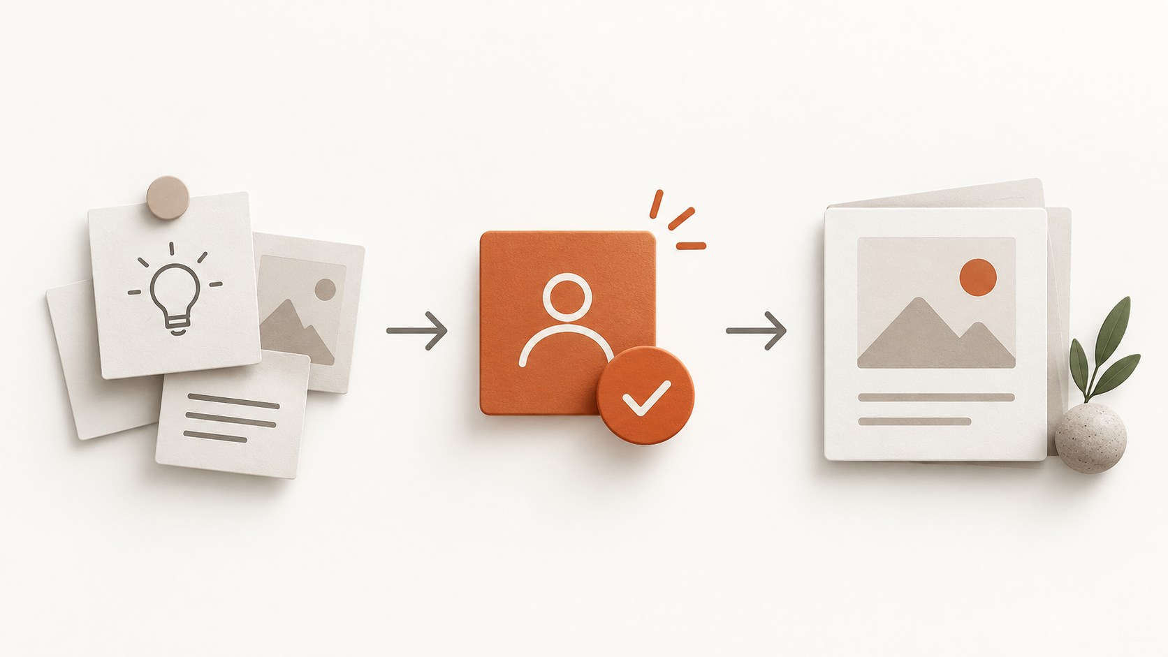Etapas abstratas mostram alternativas de trabalho passando por uma revisão humana antes de chegar a um resultado selecionado.